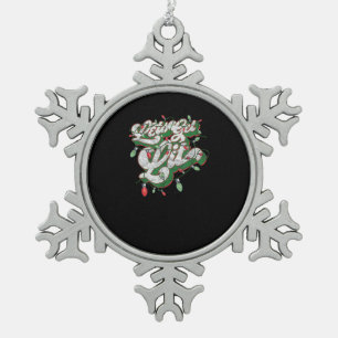 Let's Get Lit - Funny Drinking Christmas Light Gra Snowflake Pewter Christmas Ornament