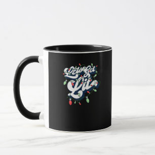 Let's Get Lit! Funny Drinking Christmas Light Grap Mug