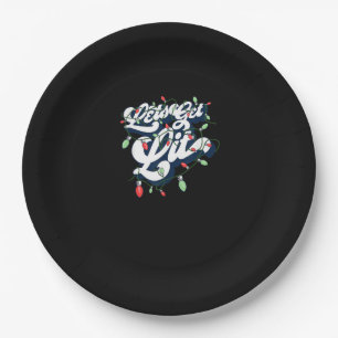 Let's Get Lit! Funny Drinking Christmas Light Grap Paper Plate
