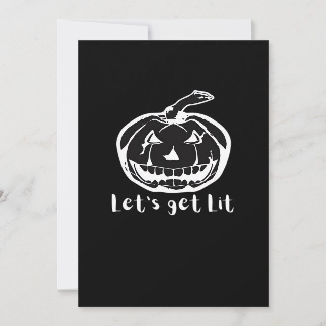 Let's Get Lit Funny Halloween Pumpkin For A Hallow Holiday Card (Front)