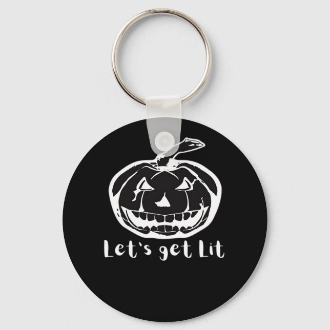 Let's Get Lit Funny Halloween Pumpkin For A Hallow Key Ring (Front)