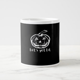 Let's Get Lit Funny Halloween Pumpkin For A Hallow Large Coffee Mug