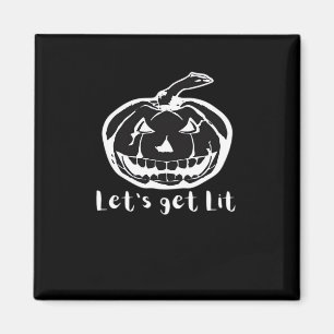 Let's Get Lit Funny Halloween Pumpkin For A Hallow Magnet