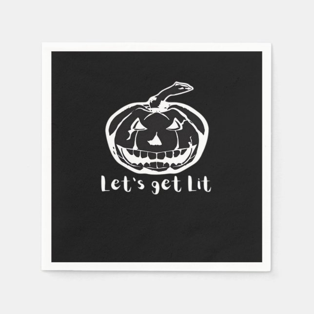 Let's Get Lit Funny Halloween Pumpkin For A Hallow Napkin (Front)