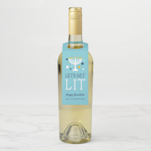 Let's Get Lit   Funny Hanukkah Bottle Tag