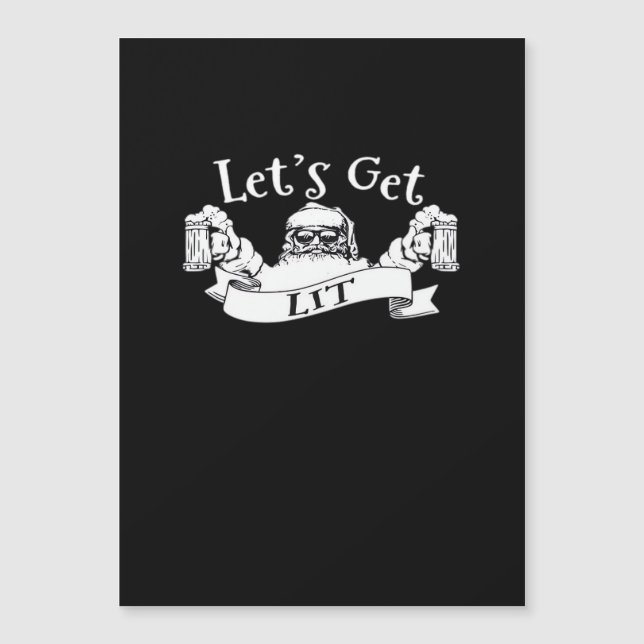 Let's Get Lit Funny Santa Beer Drinking Christmas  (Front)