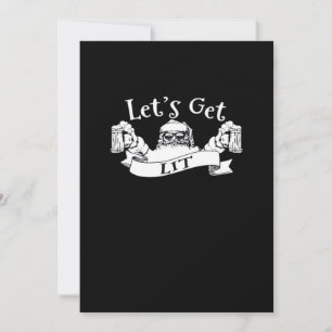 Let's Get Lit Funny Santa Beer Drinking Christmas  Holiday Card