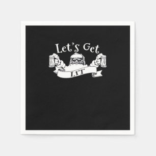 Let's Get Lit Funny Santa Beer Drinking Christmas  Napkin