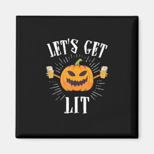 Let's Get Lit Halloween Beer Drinker Magnet