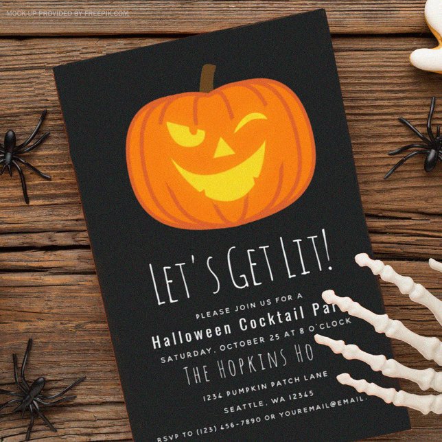 Let's Get Lit Halloween Cocktail Party Invitation (Creator Uploaded)