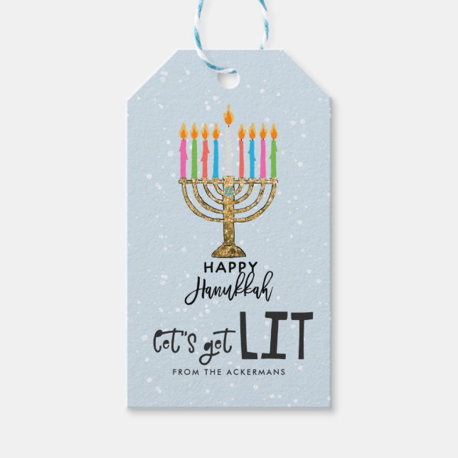 Let's Get Lit | Hanukkah Gift Tags (Front)