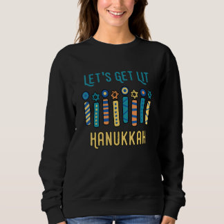 Let's Get Lit Hanukkah Pajamakah Menorah Nine Cand Sweatshirt