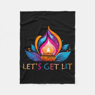 Let's Get Lit Happy Diwali Festival Of Light  Fleece Blanket