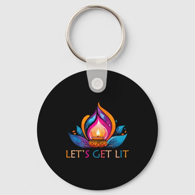 Let's Get Lit Happy Diwali Festival Of Light  Key Ring (Front)