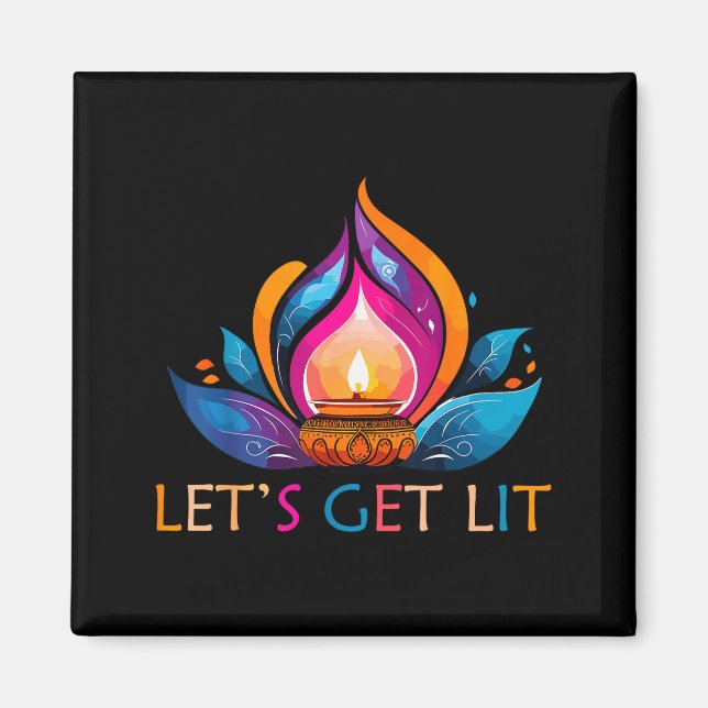 Let's Get Lit Happy Diwali Festival Of Light  Magnet (Front)