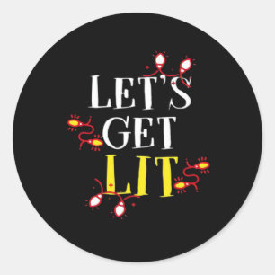 Let's Get Lit Holiday Christmas Classic Classic Round Sticker