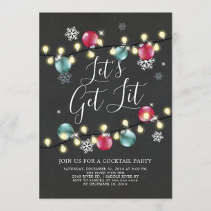 Let's Get Lit Holiday Party Invitation