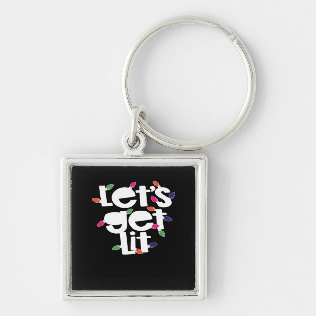 Let's Get Lit Light Bulbs Classic Key Ring (Front)