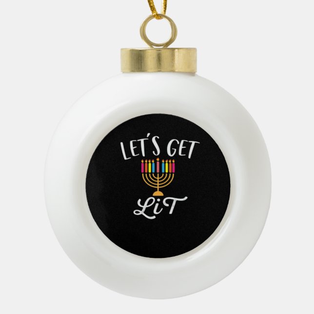Let's Get Lit - Literary Slim Fit Essential Ceramic Ball Christmas Ornament (Front)
