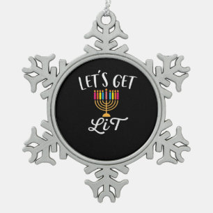 Let's Get Lit - Literary Slim Fit Essential Snowflake Pewter Christmas Ornament