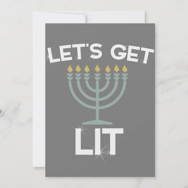 Let's Get Lit Menorah Chanukah Invitation (Front)