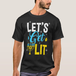 Let's Get Lit Menorah Hanukkah Jewish T-Shirt