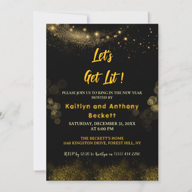 Let's Get Lit | New Year's Eve Party  Invitation (Front)
