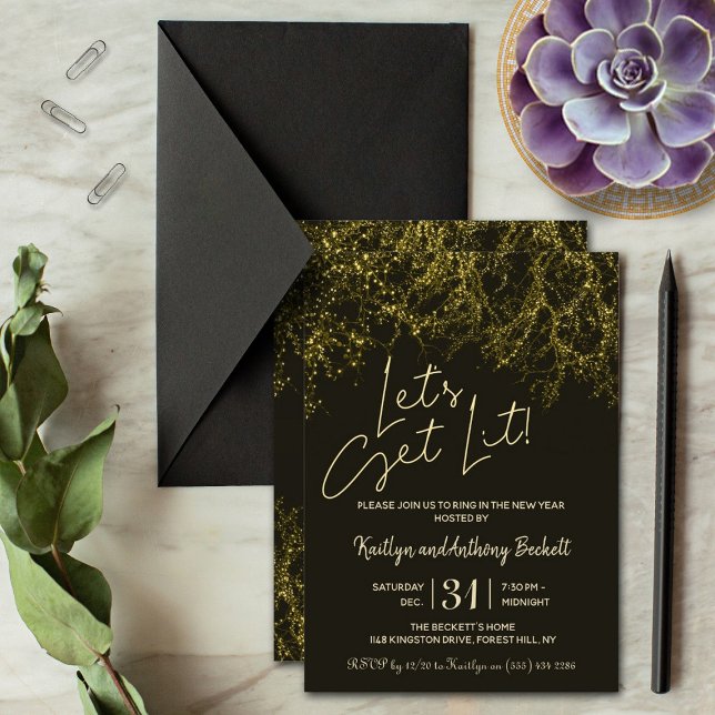 Let's Get Lit | New Year's Eve Party Invitation (Creator Uploaded)