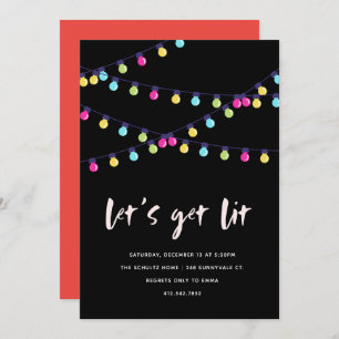 Lets Get Lit New Years Party Invitation