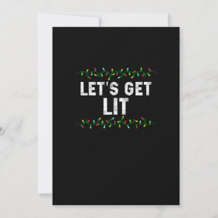 Let's Get Lit Pajamas Funny Cute Lights Christmas Holiday Card