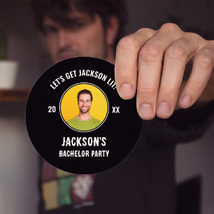 Let's Get Lit Photo Bachelor Party  Round Paper Coaster