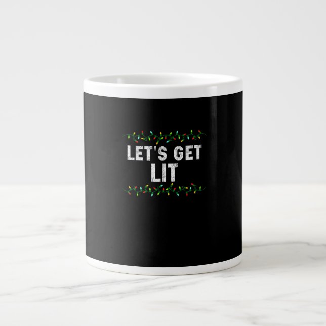 Let's Get Lit Pyjamas Funny Cute Lights Christmas  Large Coffee Mug (Front)