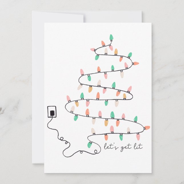 Lets Get Lit Quote Christmas Holiday Card (Front)