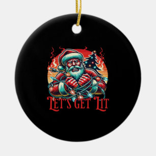 Let's Get Lit Santa Christmas Vibe Classic Ceramic Ornament