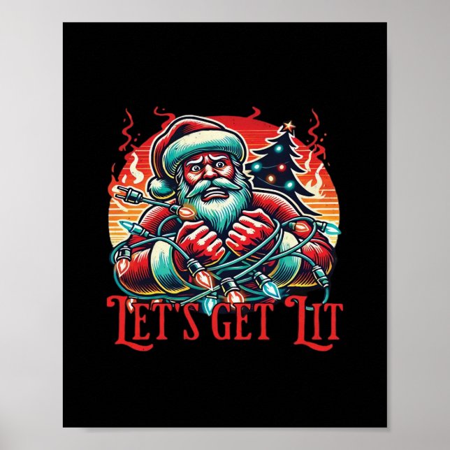 Let's Get Lit Santa Christmas Vibe Classic Poster (Front)