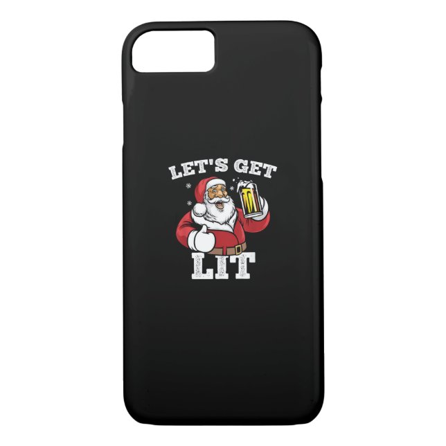 Let's Get Lit Santa Drinking Beer Christmas Case-Mate iPhone Case (Back)