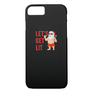 Let's Get Lit Santa Funny Christmas iPhone 8/7 Case