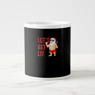 Let's Get Lit Santa Funny Christmas Large Coffee Mug