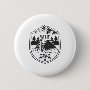 Let's Get Lit Tents Camping Classic 6 Cm Round Badge