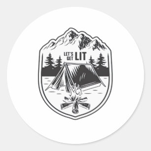 Let's Get Lit Tents Camping Classic Classic Round Sticker