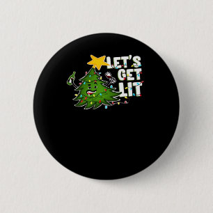 Let's Get Lit Tipsy Christmas Tree Classic 6 Cm Round Badge