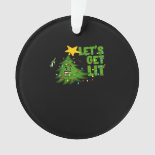 Let's Get Lit Tipsy Christmas Tree Funny Essential Ornament