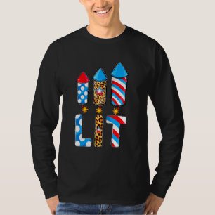 Lets Get Lit Usa Flag Firework Patriotic 4th Of Ju T-Shirt