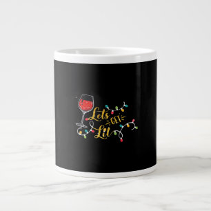 Let's Get Lit Wine Glasses Christmas Lights Drinki Large Coffee Mug