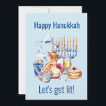 Let's Get Lit Wine Lover Hanukkah  Holiday Card<br><div class="desc">This design may be personalised by choosing the Edit Design option. You may also transfer onto other items. Contact me at colorflowcreations@gmail.com or use the chat option at the top of the page if you wish to have this design on another product or need assistance with this design. See more...</div>