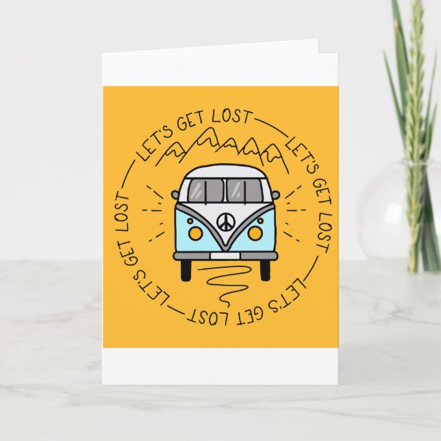 Let's Get Lost Camping Mountains Thank You Card (Front)