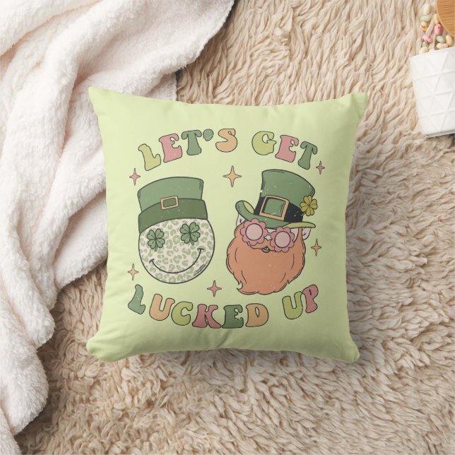 Let's Get Lucked Up - Funny Leprechaun Clover Cushion (Blanket)