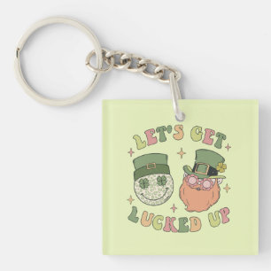 Let's Get Lucked Up - Funny Leprechaun Clover Key Ring
