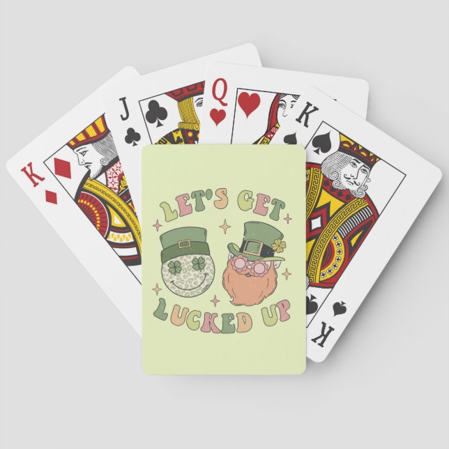 Let's Get Lucked Up - Funny Leprechaun Clover Playing Cards (Back)