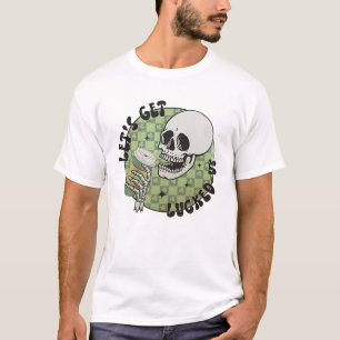 Let's Get Lucked Up Skeleton Skull Shamrock St Pat T-Shirt